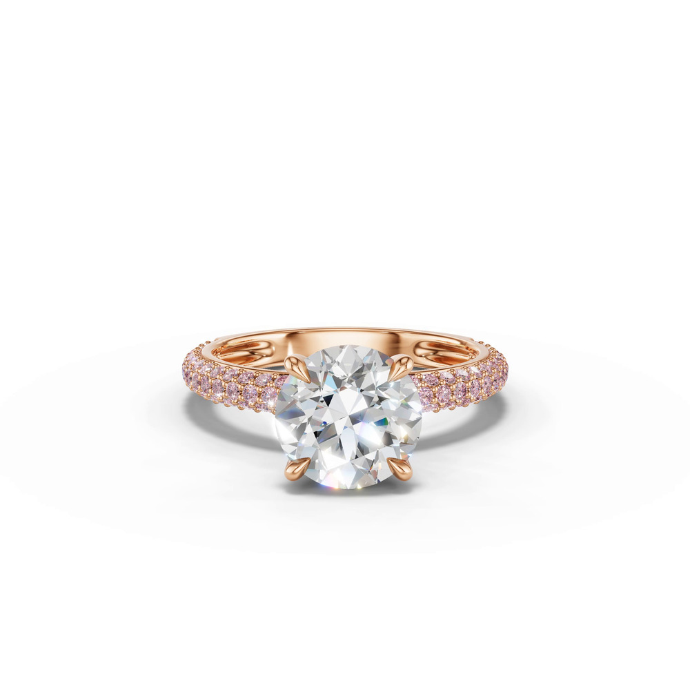 360 degree view of Selora Fancy Pink Pavé Lab Diamond Rolled Pavé Engagement Ring