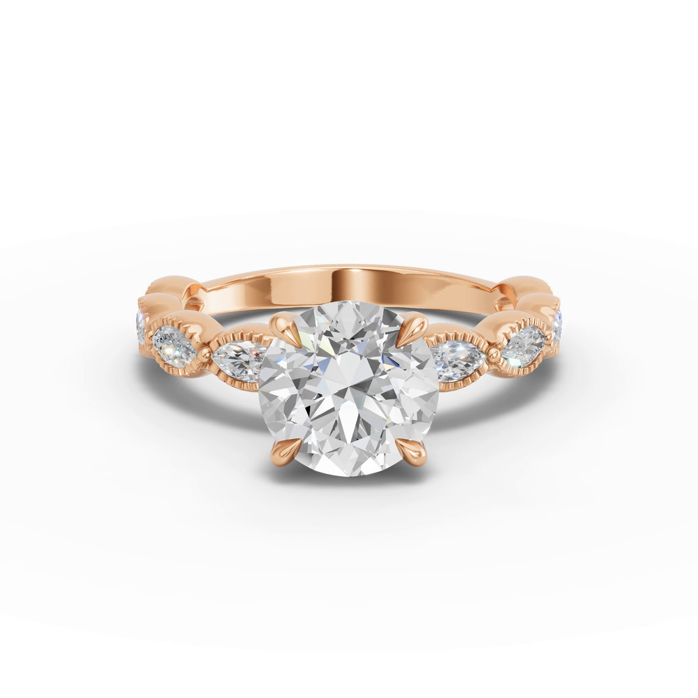 360 degree view of Maren Milgrain Marquise Diamond Engagement Ring
