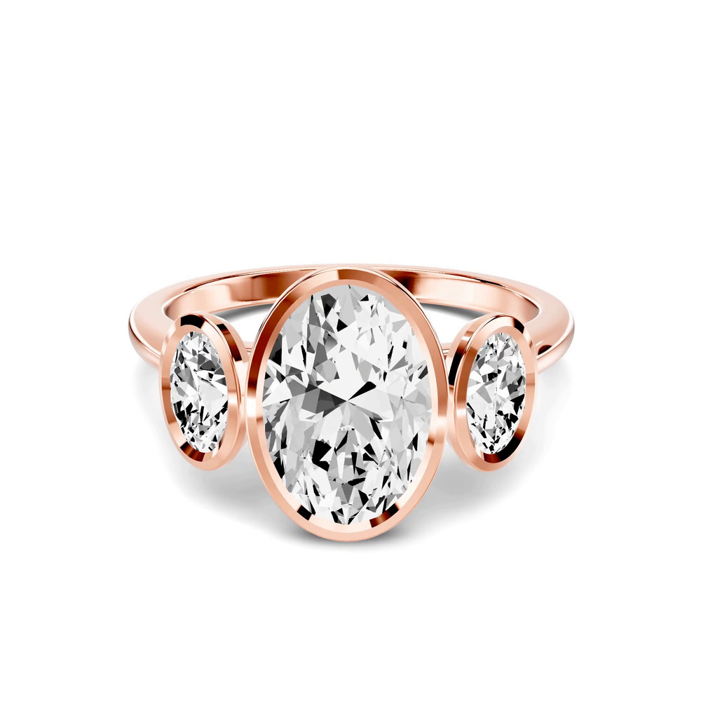 360 degree view of Montero Oval Bezel Three-Stone Lab Diamond Engagement Ring (.50 ct. tw.)