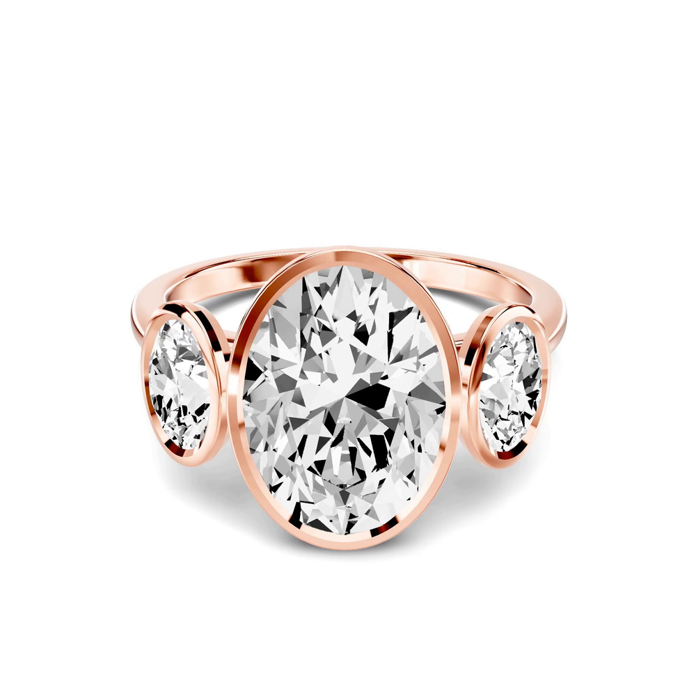 360 degree view of Montero Oval Bezel Three-Stone Lab Diamond Engagement Ring (.75 ct. tw.)