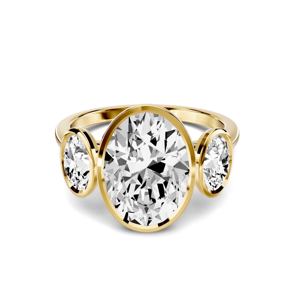 360 degree view of Montero Oval Bezel Three-Stone Lab Diamond Engagement Ring (.75 ct. tw.)