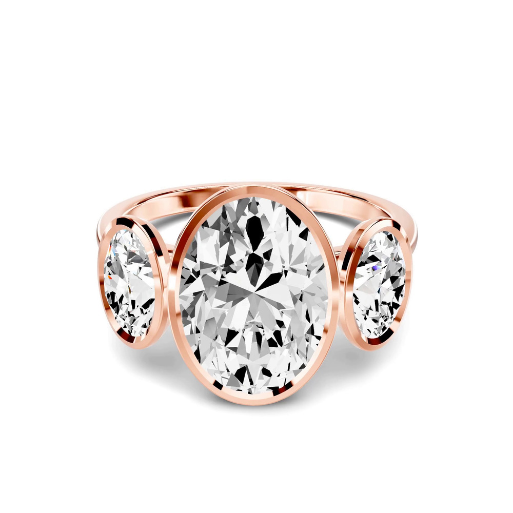 360 degree view of Montero Oval Bezel Three-Stone Lab Diamond Engagement Ring (1.00 ct. tw.)