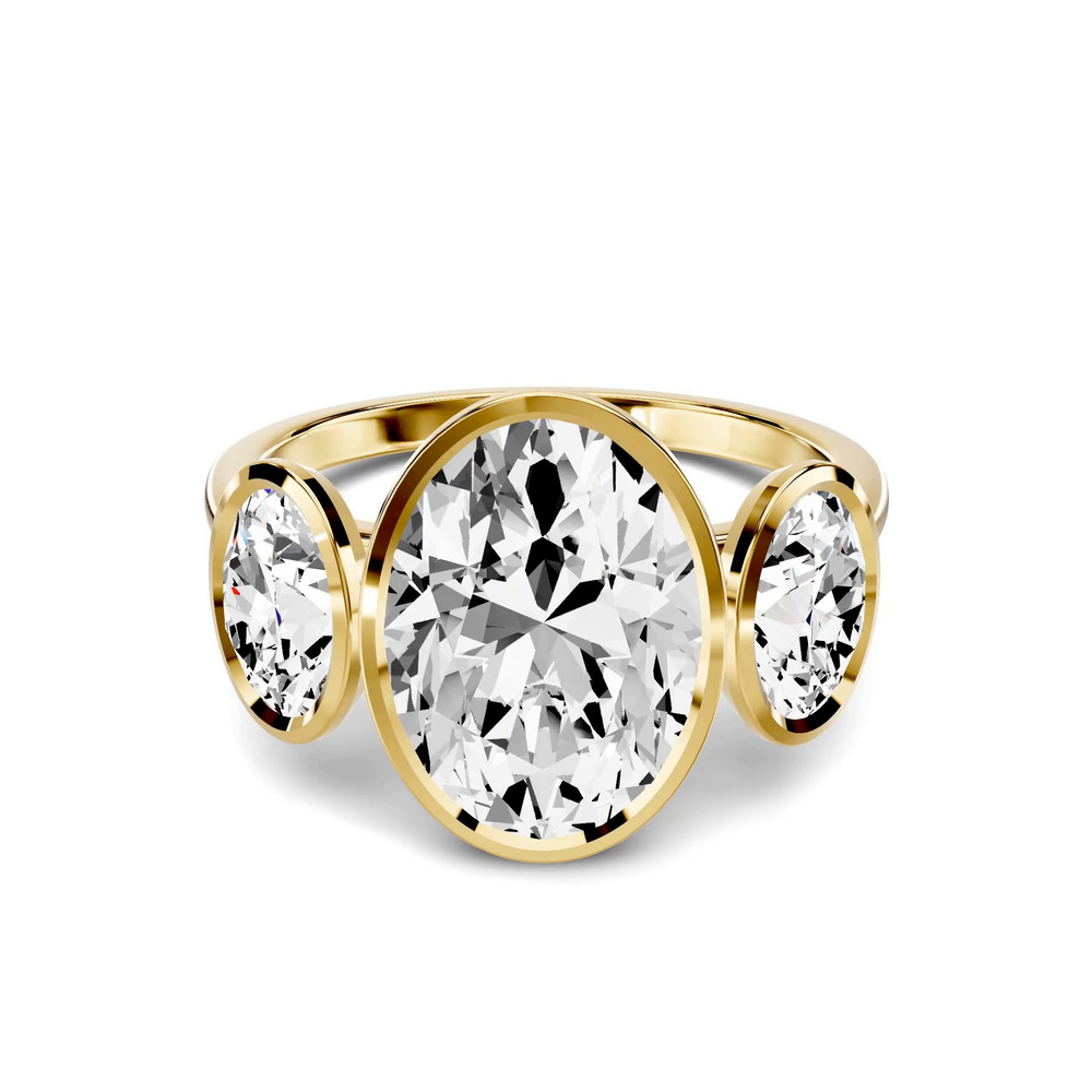 360 degree view of Montero Oval Bezel Three-Stone Lab Diamond Engagement Ring (1.00 ct. tw.)
