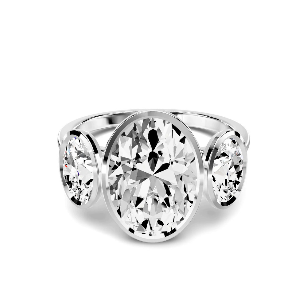 360 degree view of Montero Oval Bezel Three-Stone Lab Diamond Engagement Ring (1.00 ct. tw.)