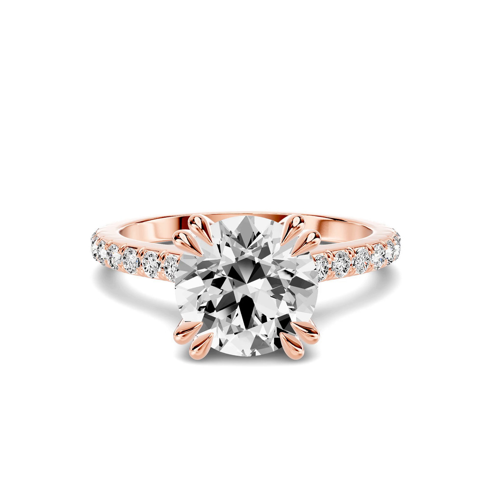 360 degree view of Lucca Double Prong Pavé Cathedral Engagement Ring