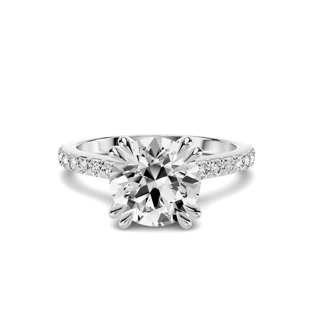 360 degree view of Lucca Double Prong Pavé Cathedral Engagement Ring