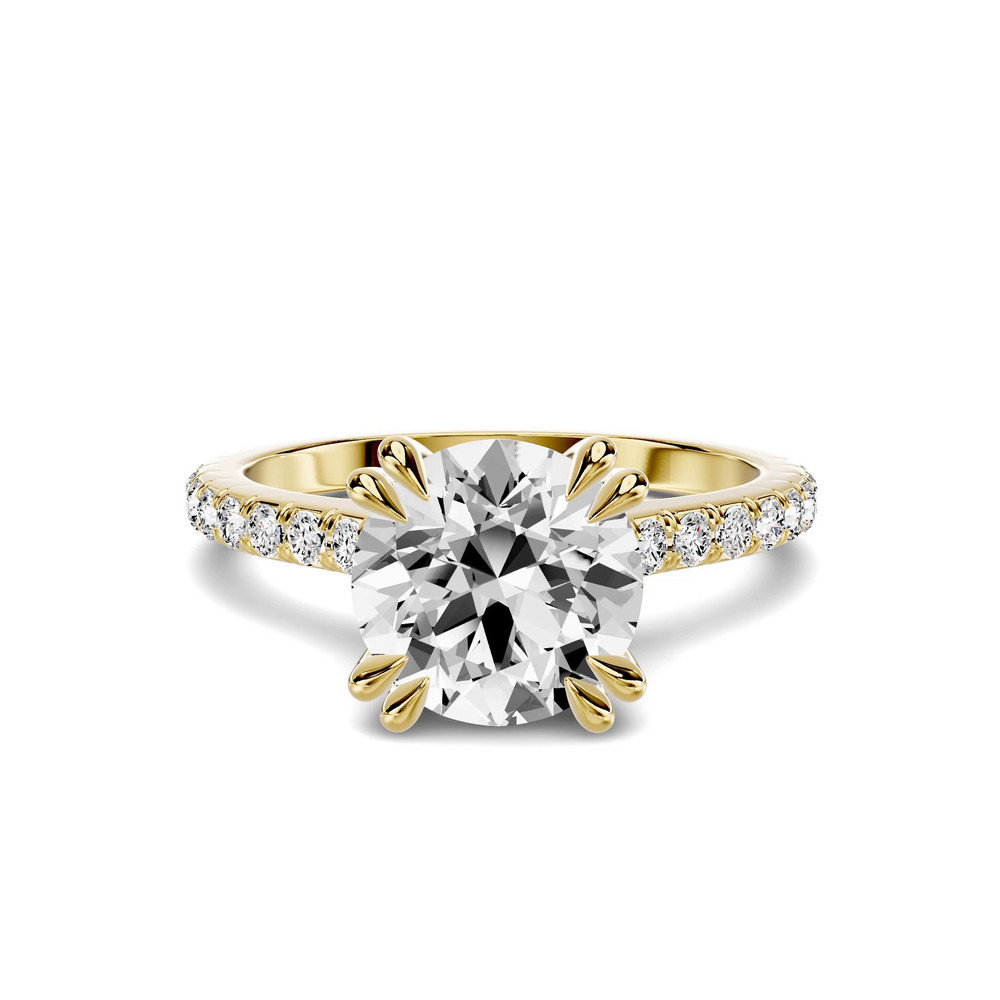 360 degree view of Lucca Double Prong Pavé Cathedral Engagement Ring