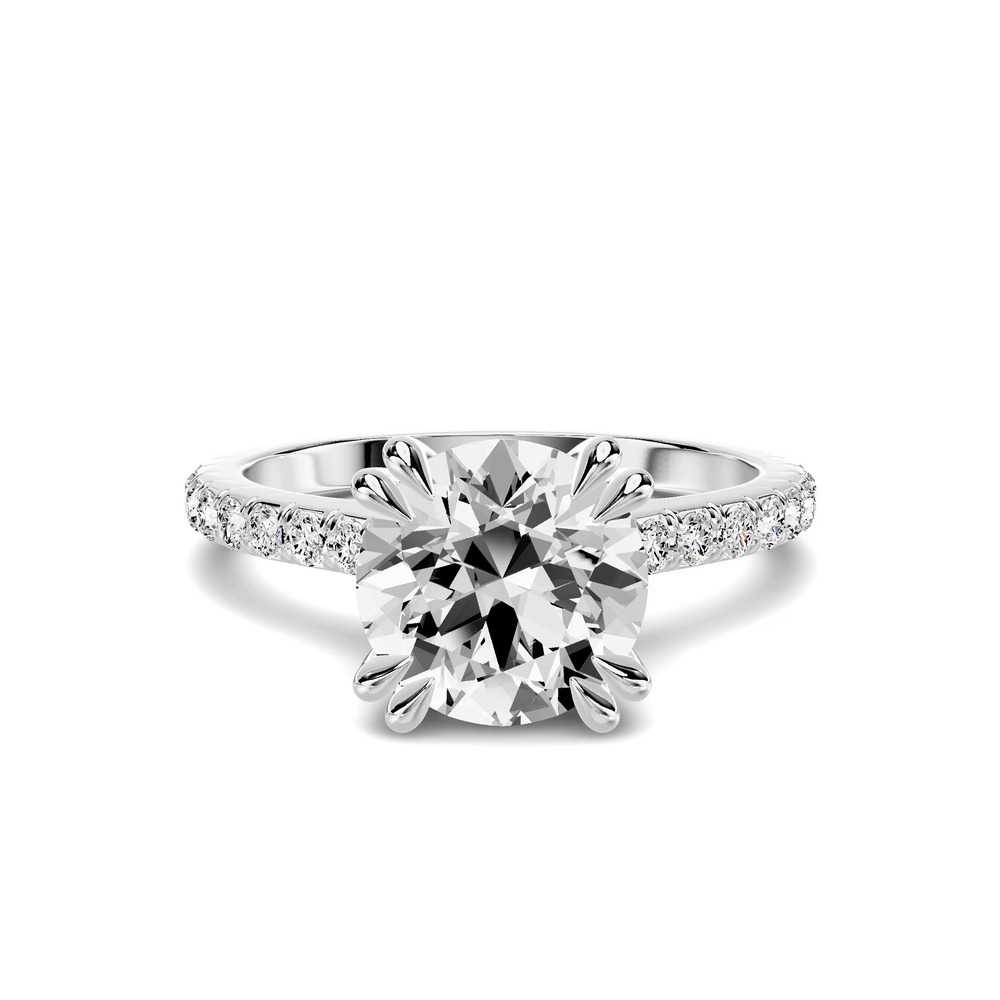 360 degree view of Lucca Double Prong Pavé Cathedral Engagement Ring