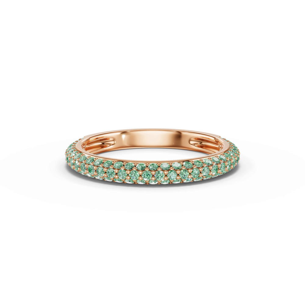 360 degree view of Selora Fancy Green Lab Diamond Rolled Pavé Band
