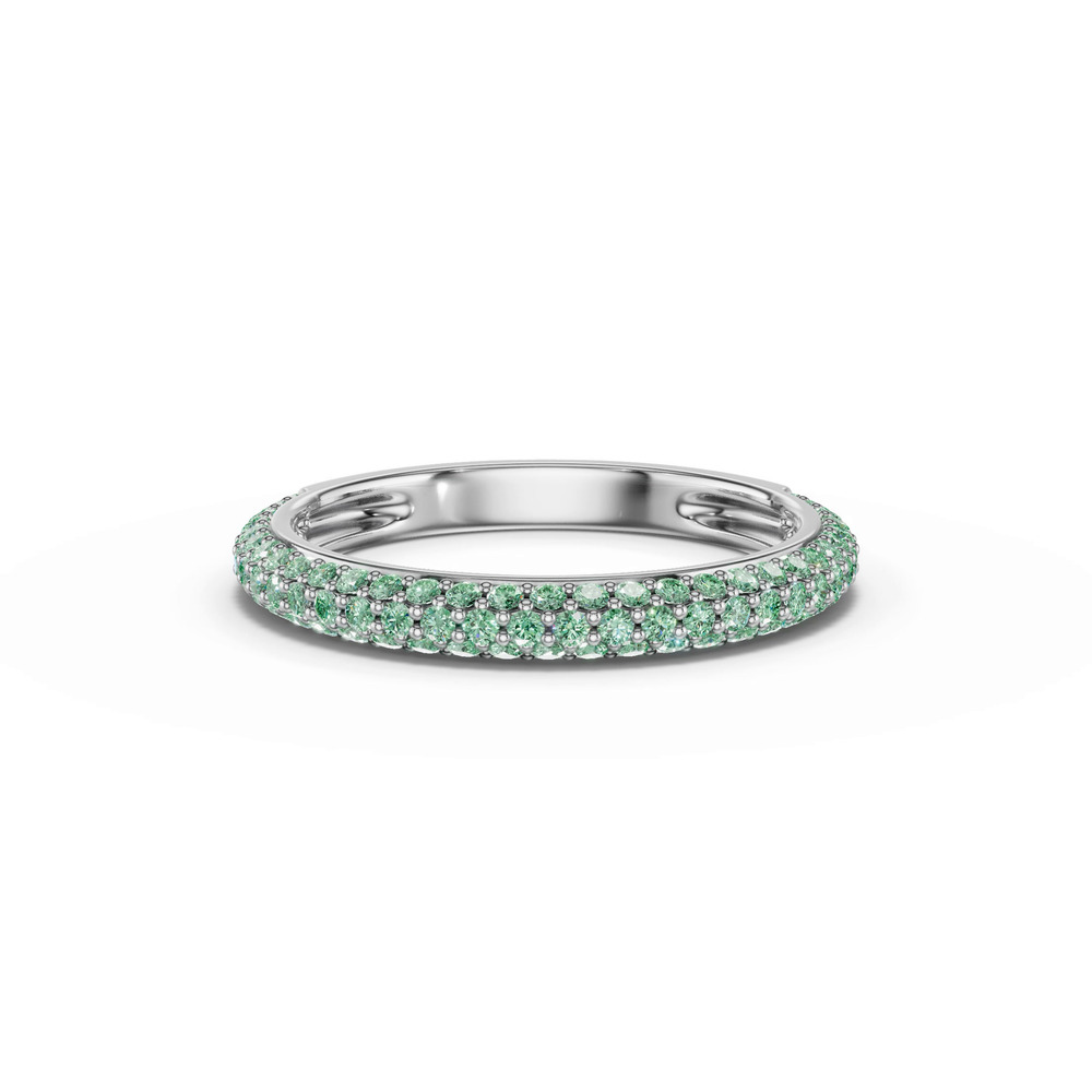 360 degree view of Selora Fancy Green Lab Diamond Rolled Pavé Band