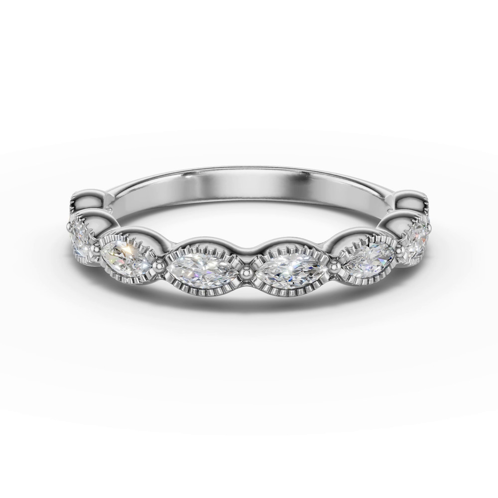 360 degree view of Maren Milgrain Marquise Diamond Band