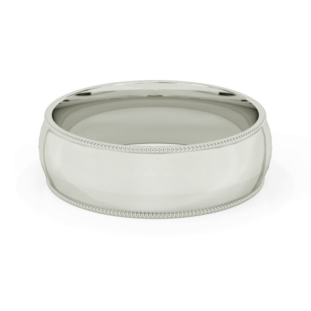 360 degree view of Milgrain Low Dome Comfort Fit Polished Band (7mm)