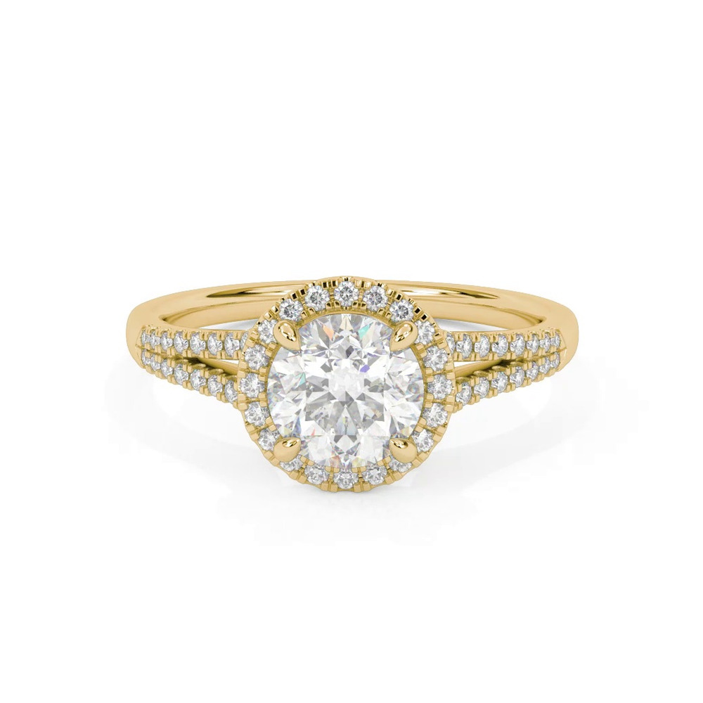 360 degree view of Sky Halo with Split Pavé Band Engagement Ring