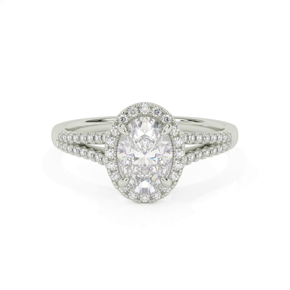360 degree view of Sky Halo with Split Pavé Band Engagement Ring
