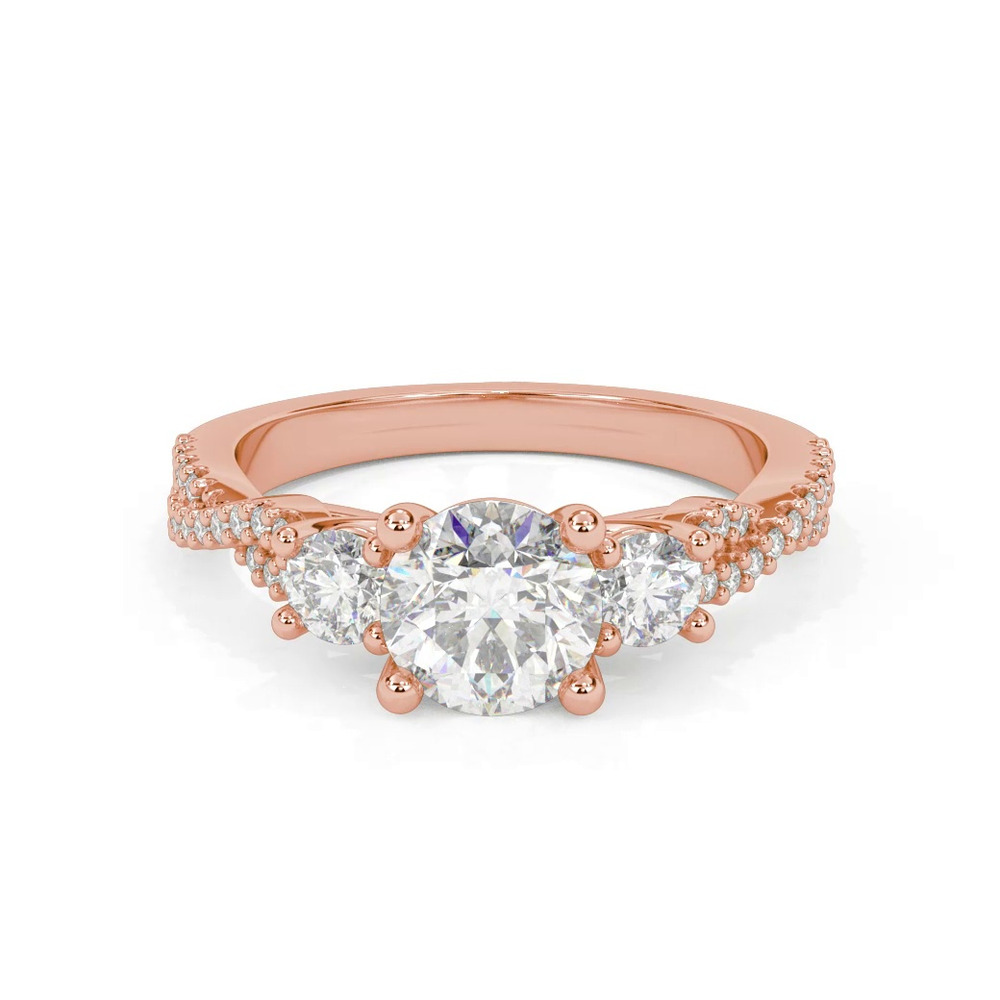 360 degree view of Presley 3-Stone Pave Engagement Ring