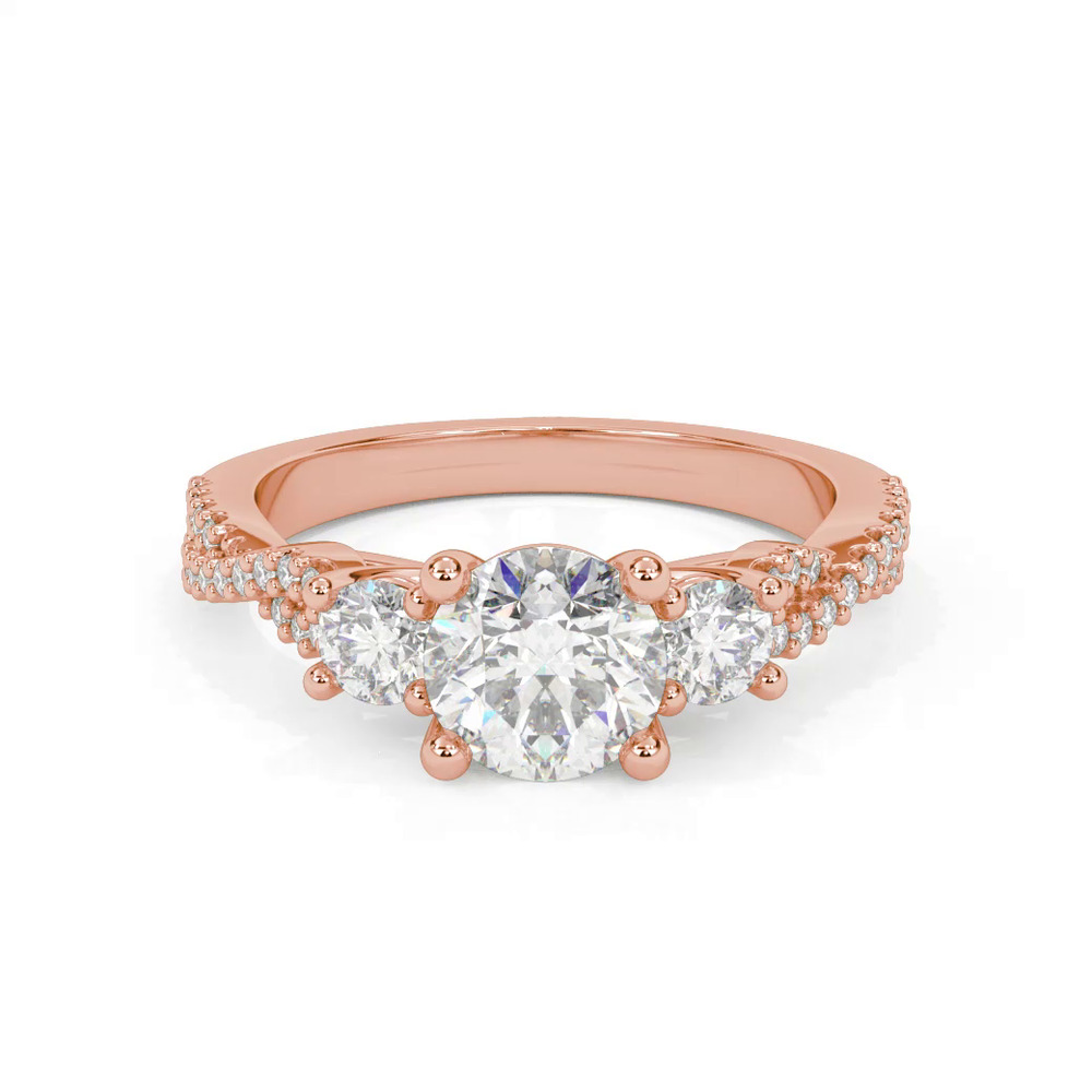 360 degree view of Presley 3-Stone Pave Engagement Ring