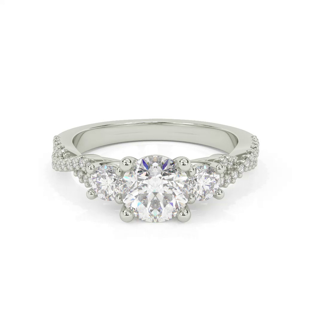360 degree view of Presley 3-Stone Pave Engagement Ring