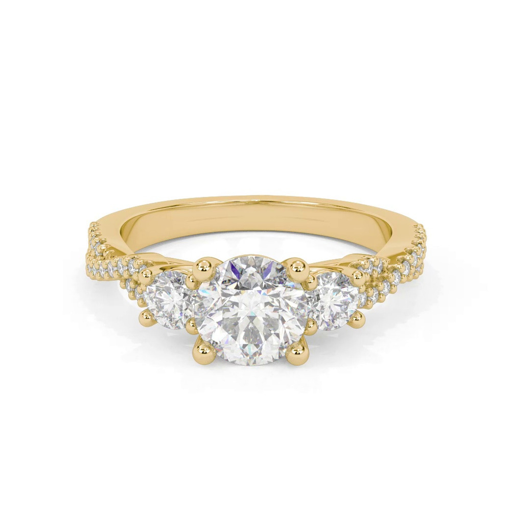 360 degree view of Presley 3-Stone Pave Engagement Ring