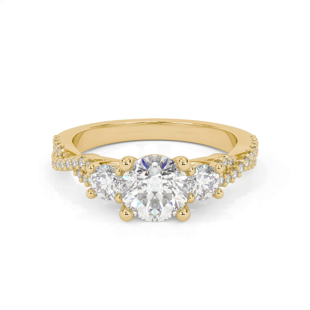 360 degree view of Presley 3-Stone Pave Engagement Ring