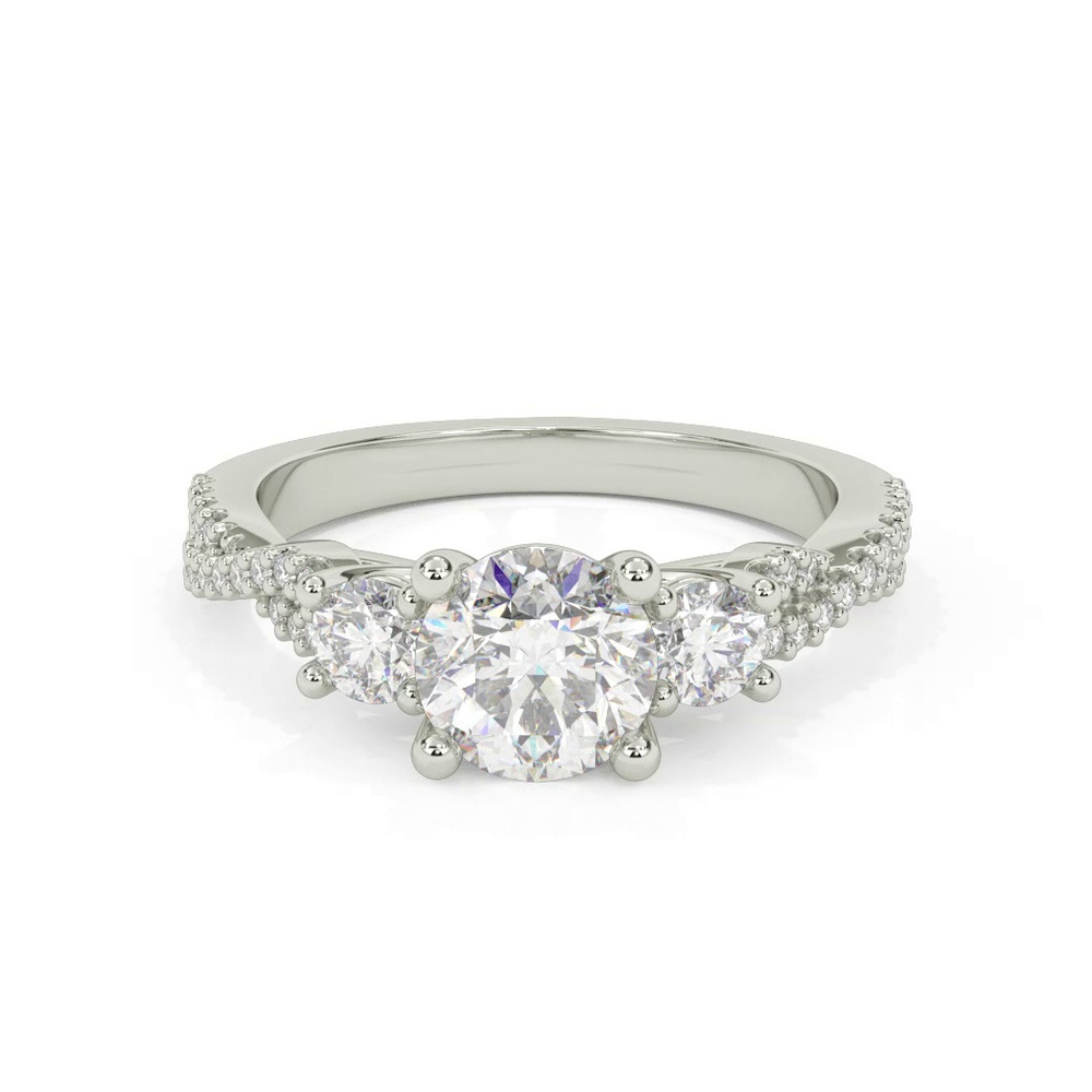 360 degree view of Presley 3-Stone Pave Engagement Ring