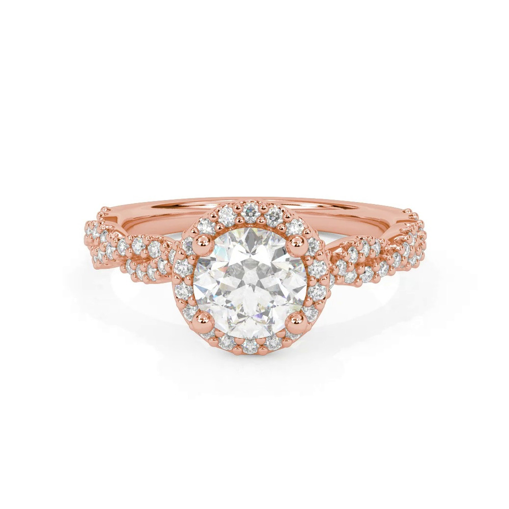 360 degree view of Elsa Halo with Twisted Pavé Band Engagement Ring
