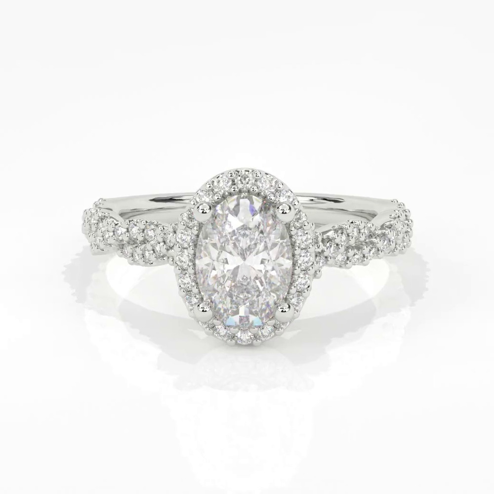 360 degree view of Elsa Halo with Twisted Pavé Band Engagement Ring