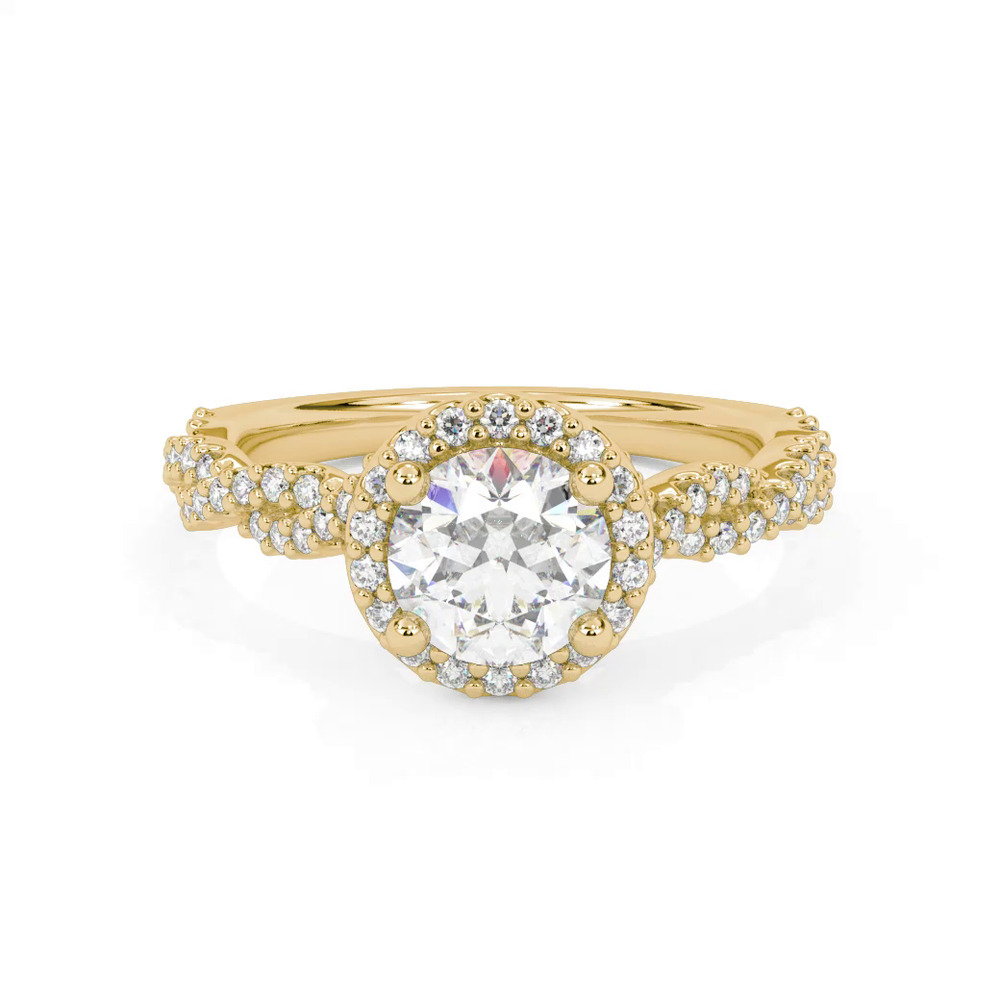 360 degree view of Elsa Halo with Twisted Pavé Band Engagement Ring