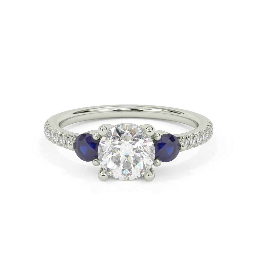 360 degree view of Becky Sapphire Accent Engagement Ring