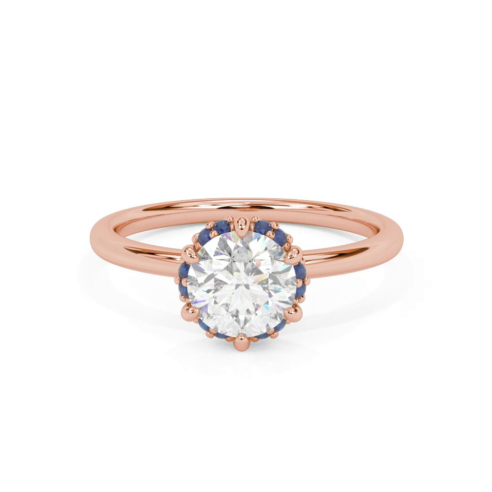 360 degree view of Theodora Sapphire Halo Engagement Ring