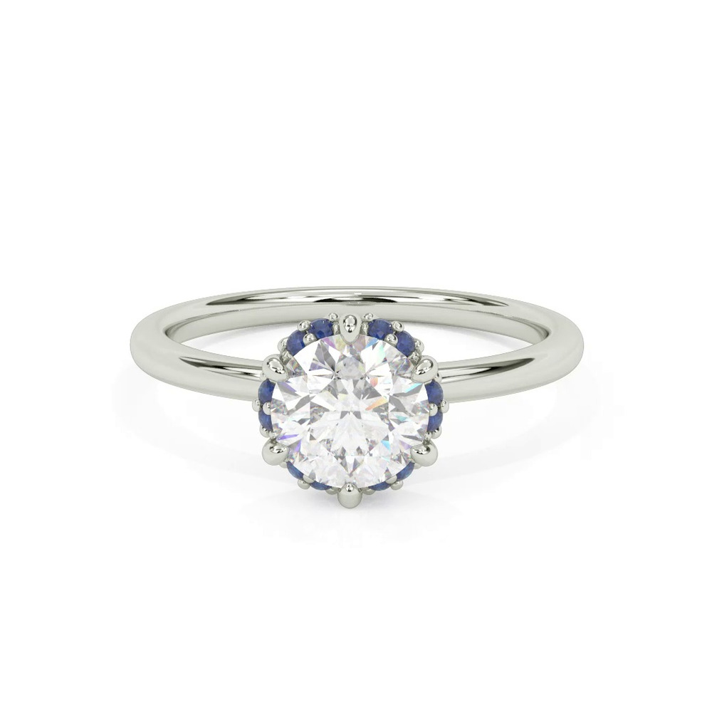 360 degree view of Theodora Sapphire Halo Engagement Ring