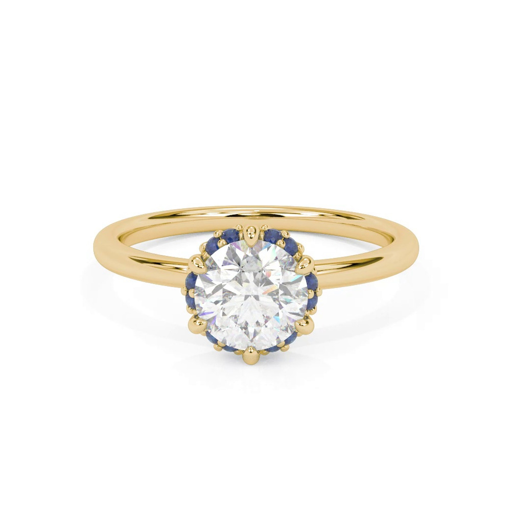 360 degree view of Theodora Sapphire Halo Engagement Ring