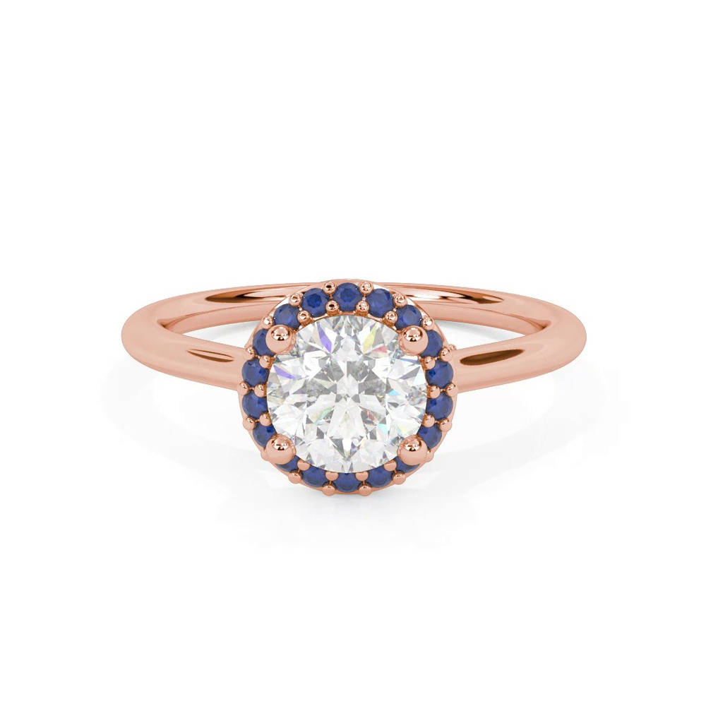360 degree view of Royalty Sapphire Halo Engagement Ring