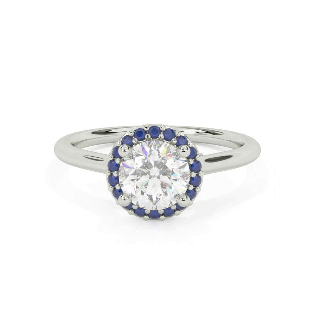 360 degree view of Royalty Sapphire Halo Engagement Ring