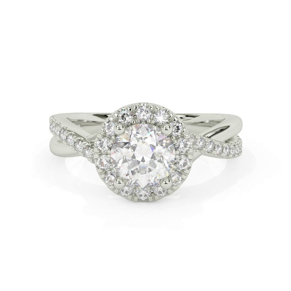 360 degree view of Lexie Contemporary Twist Halo Engagement Ring