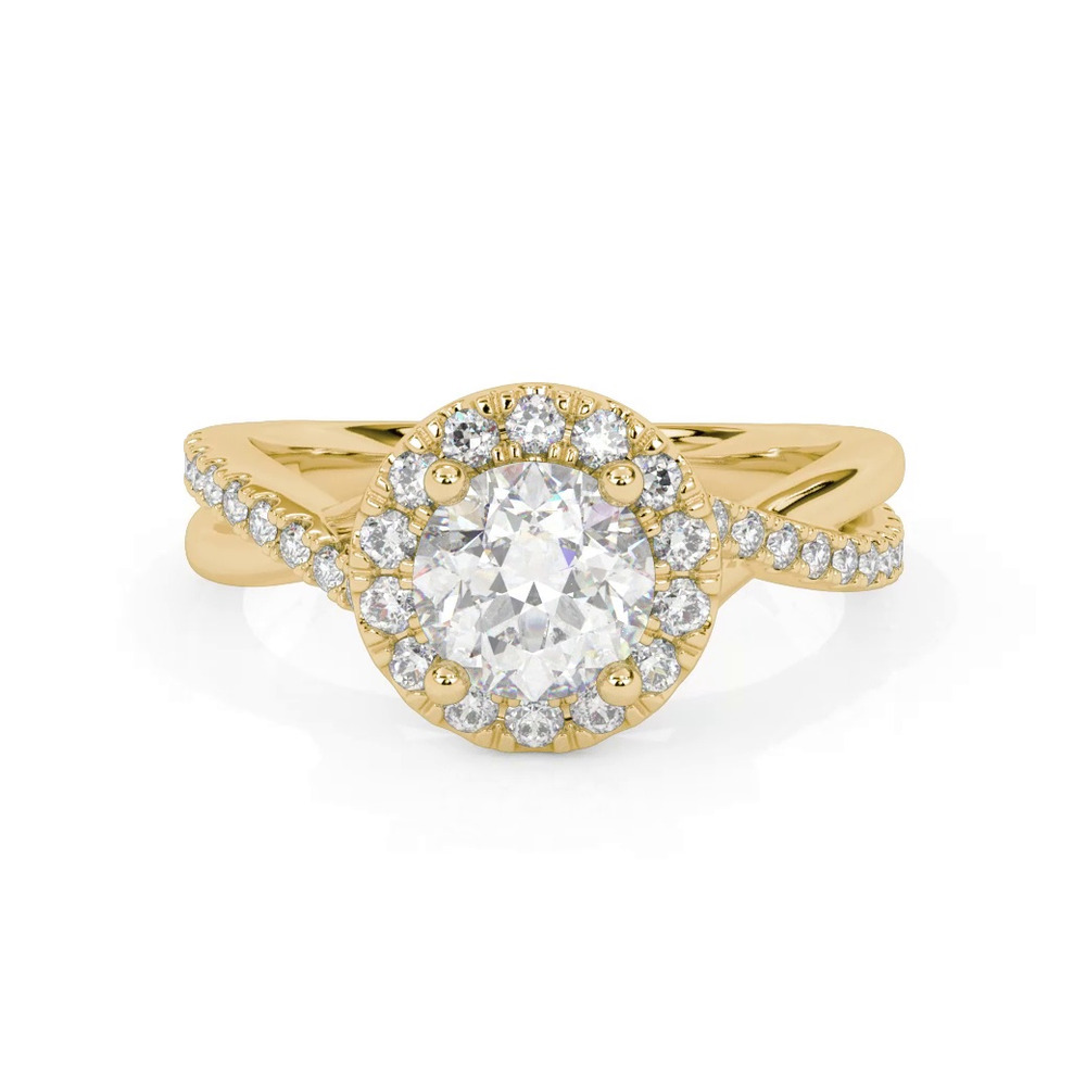 360 degree view of Lexie Contemporary Twist Halo Engagement Ring
