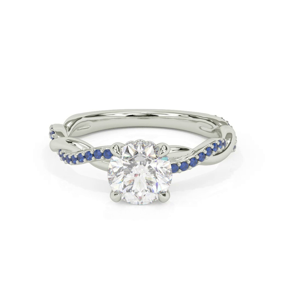 360 degree view of Whitely Twist Sapphire Hidden Halo Engagement Ring