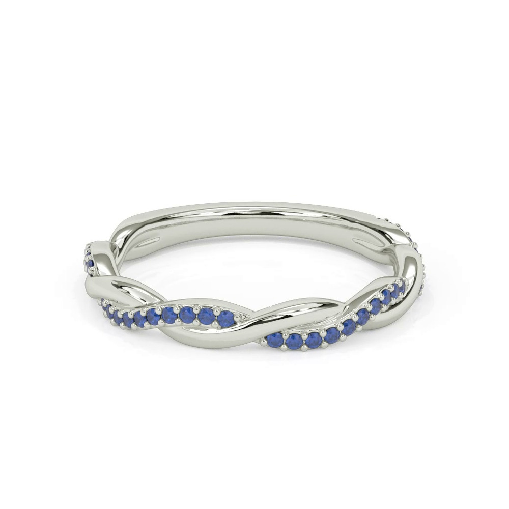 360 degree view of Whitely Twist Sapphire Band