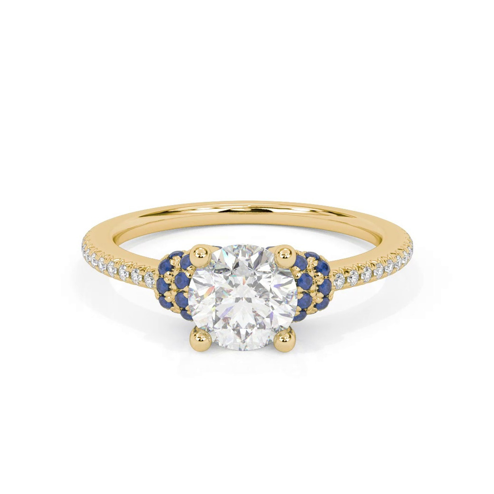 360 degree view of Persephone Sapphire Accent Engagement Ring