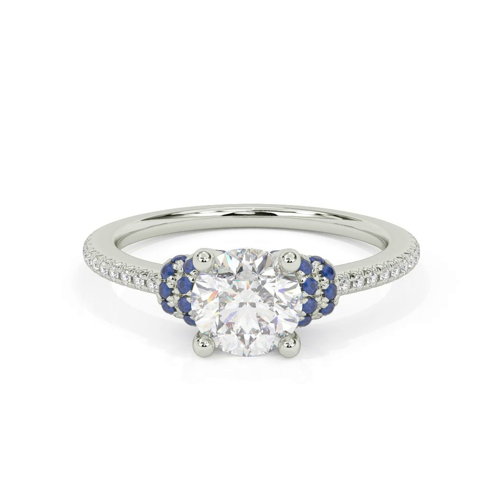 360 degree view of Persephone Sapphire Accent Engagement Ring