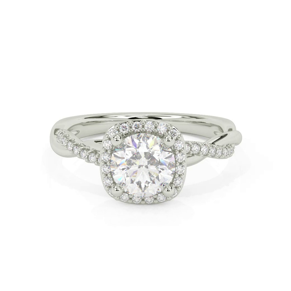 360 degree view of Mckenzie Diamond Twist Halo Engagement Ring