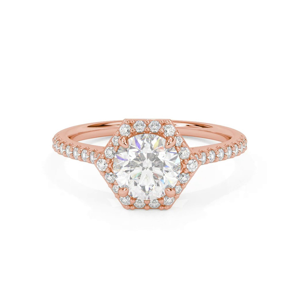360 degree view of Tiana Hexagonal Diamond Halo Engagement Ring