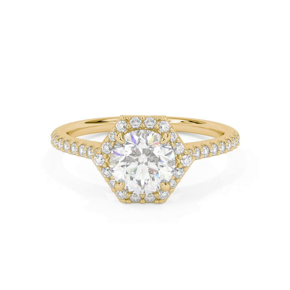 360 degree view of Tiana Hexagonal Diamond Halo Engagement Ring