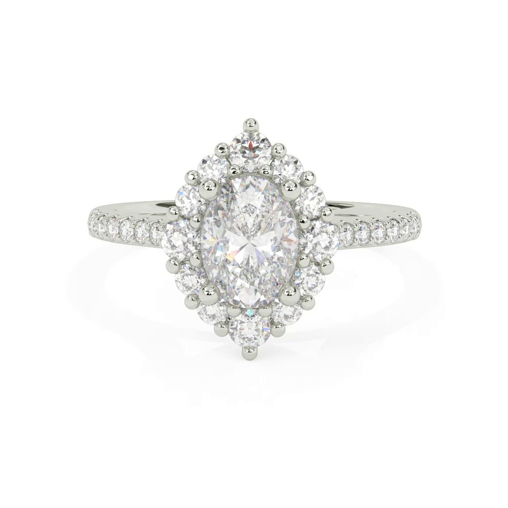 360 degree view of Maxine Halo Engagement Ring