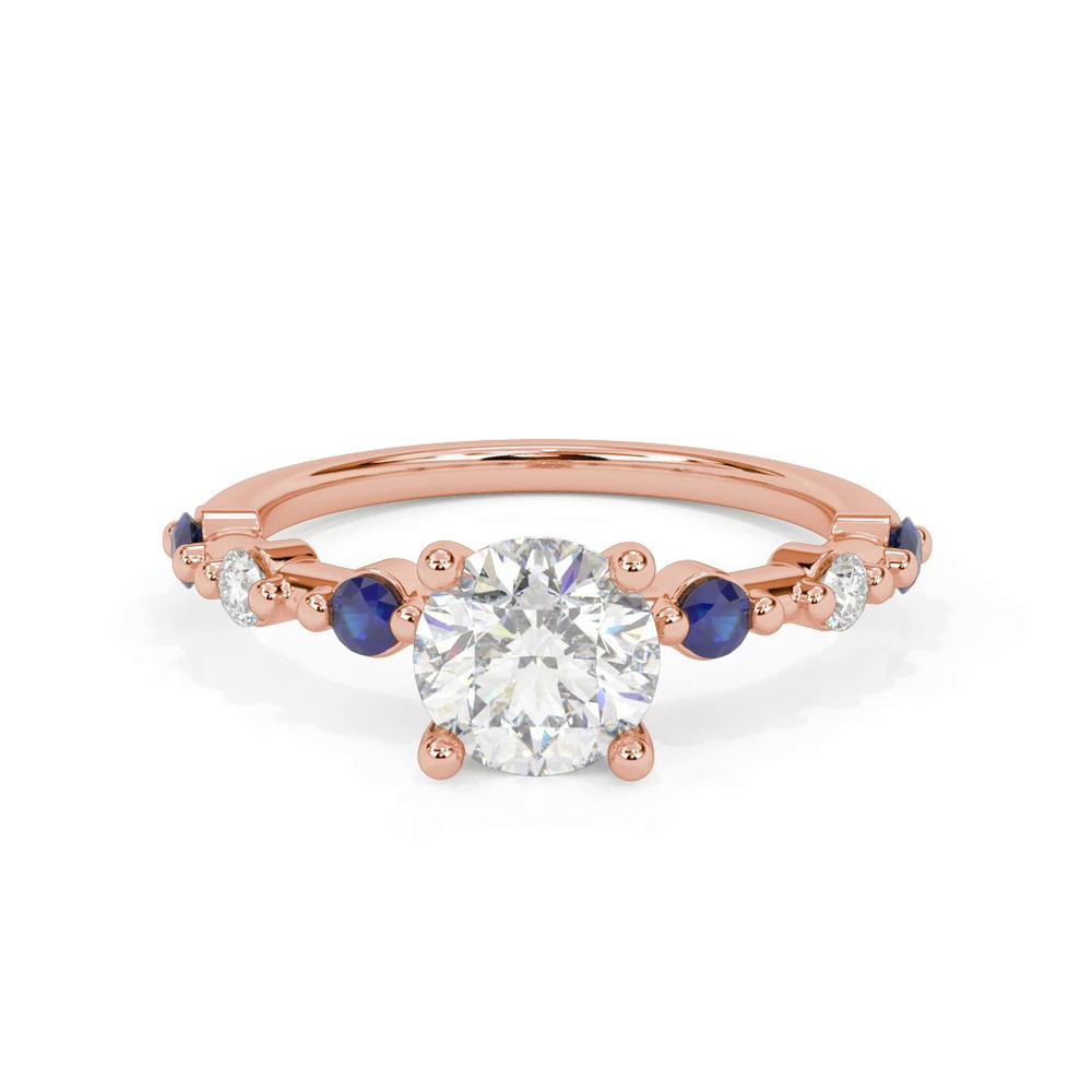 360 degree view of Zina Hidden Halo Sapphire Accent Engagement Ring