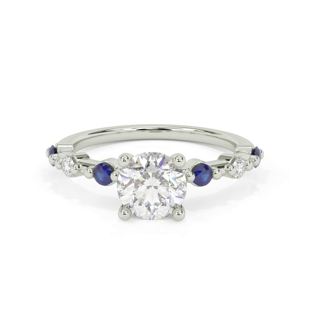 360 degree view of Zina Hidden Halo Sapphire Accent Engagement Ring