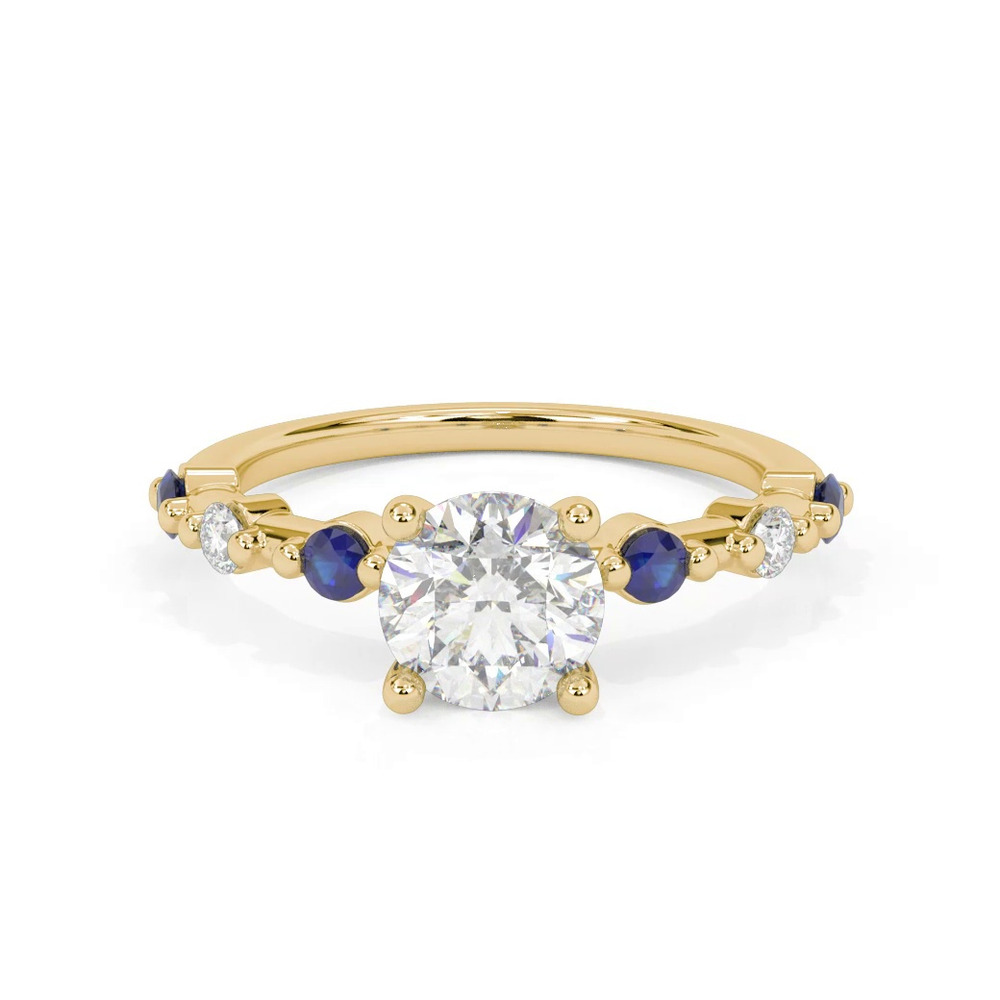 360 degree view of Zina Hidden Halo Sapphire Accent Engagement Ring