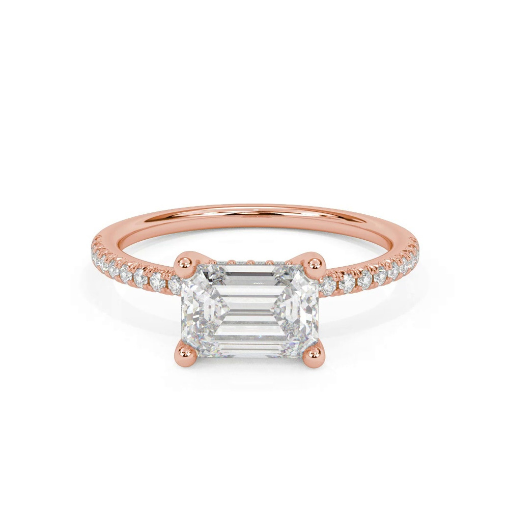 360 degree view of Leyton East-West Hidden Halo Pave Engagement Ring
