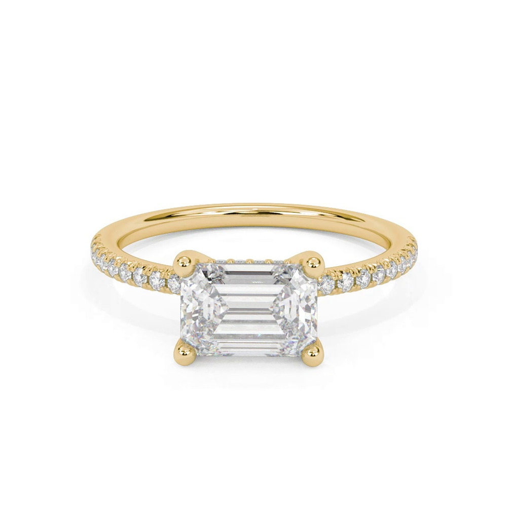 360 degree view of Leyton East-West Hidden Halo Pave Engagement Ring