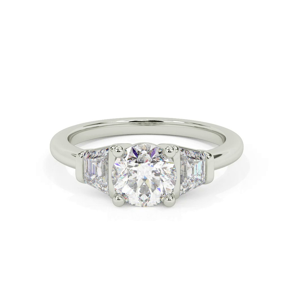 360 degree view of Charlene Trapezoid Lab Three-Stone Engagement Ring (0.50 ct. tw.)