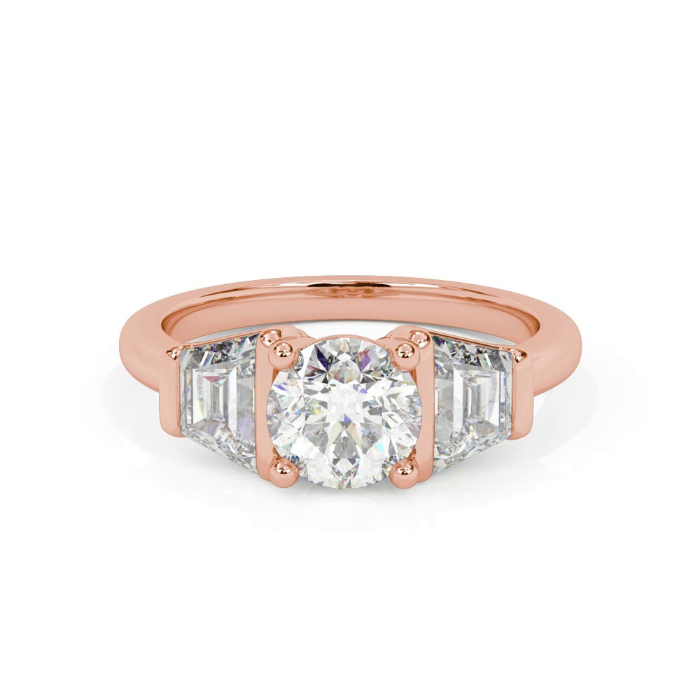 360 degree view of Charlene Trapezoid Lab Three-Stone Engagement Ring (1.0 ct. tw.)